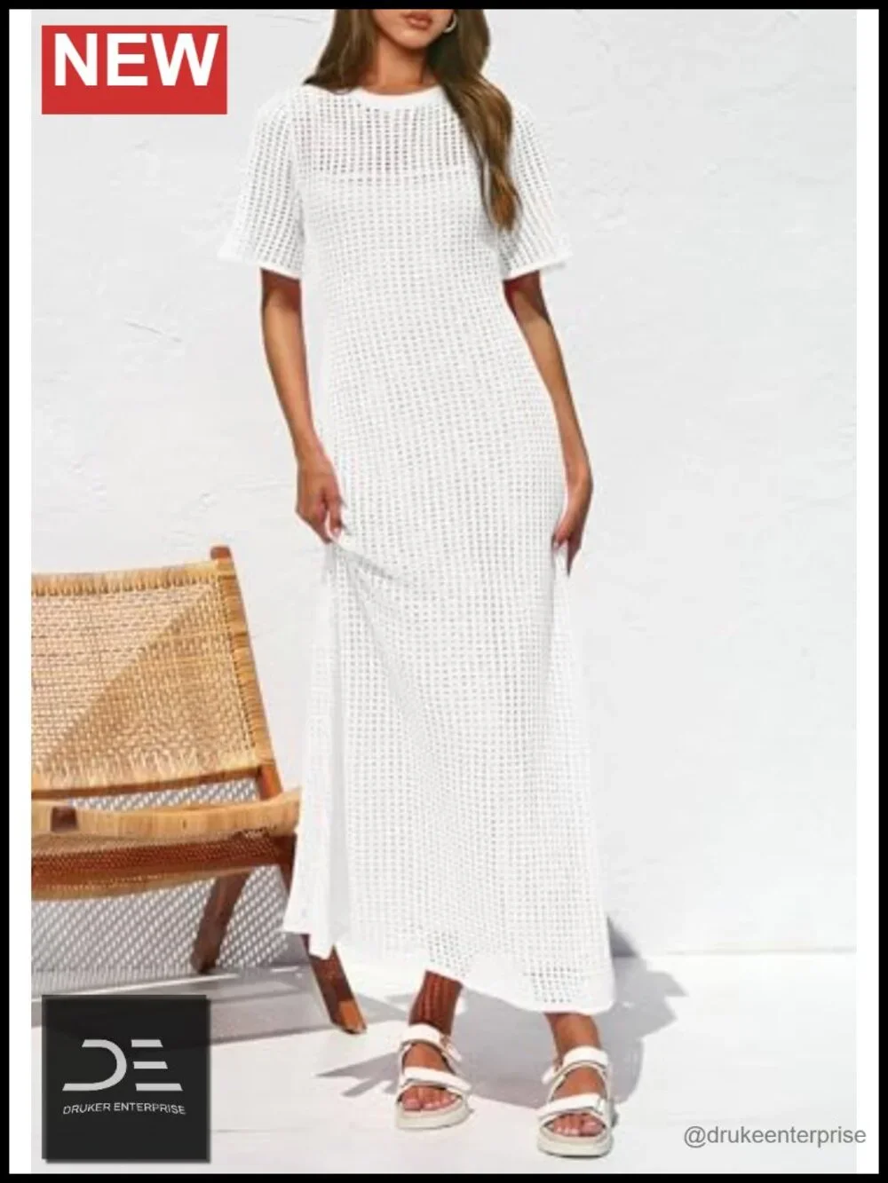 Two Piece Hollow Out Eyelet Maxi Cover Up Dress with Slip